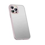 For iPhone 14 Pro Max Metal Lens Skin Feel Frosted Phone Case(Pink)