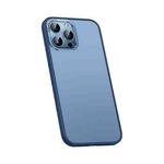 For iPhone 12 Pro Metal Lens Skin Feel Frosted Phone Case(Dark Blue)