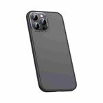 For iPhone 12 Pro Max Metal Lens Skin Feel Frosted Phone Case(Bright Black)