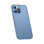 For iPhone 12 Pro Max Metal Lens Skin Feel Frosted Phone Case(Sierra Blue)