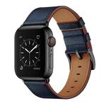 Classic Cowhide Genuine Leather Watch Band For Apple Watch Series 8&7 41mm / SE 2&6&SE&5&4 40mm / 3&2&1 38mm(Dark Blue)