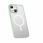 For iPhone 14 Plus Metal Lens Skin Feel Frosted Magsafe Phone Case(Green)