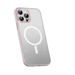 For iPhone 14 Pro Metal Lens Skin Feel Frosted Magsafe Phone Case(Pink)