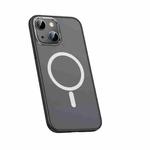 For iPhone 13 mini Metal Lens Skin Feel Frosted Magsafe Phone Case(Bright Black)