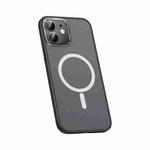For iPhone 12 Metal Lens Skin Feel Frosted Magsafe Phone Case(Bright Black)
