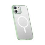 For iPhone 12 mini Metal Lens Skin Feel Frosted Magsafe Phone Case(Green)