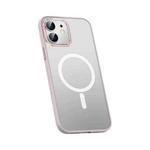 For iPhone 12 mini Metal Lens Skin Feel Frosted Magsafe Phone Case(Pink)