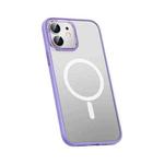 For iPhone 12 mini Metal Lens Skin Feel Frosted Magsafe Phone Case(Lavender Purple)