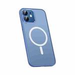 For iPhone 12 mini Metal Lens Skin Feel Frosted Magsafe Phone Case(Sierra Blue)