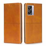For OPPO K10 5G Global Cow Texture Magnetic Leather Phone Case(Light Brown)