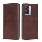 For OPPO K10 5G Global Cow Texture Magnetic Leather Phone Case(Dark Brown)