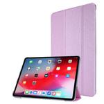 For iPad Pro 11(2020) TPU Silk Texture Three-fold Horizontal Flip Leather Tablet Case with Holder(Light Purple)