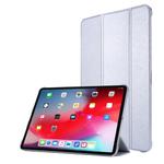 For iPad Pro 12.9 (2020) TPU Silk Texture Three-fold Horizontal Flip Leather Tablet Case with Holder(Silver)