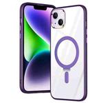 For iPhone 14 Plus Magsafe Invisible Holder Phone Case(Purple)