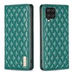 For Samsung Galaxy A12 Diamond Lattice Magnetic Leather Flip Phone Case(Green)