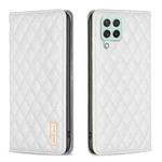 For Samsung Galaxy A22 4G Diamond Lattice Magnetic Leather Flip Phone Case(White)