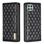 For Samsung Galaxy A22 5G Diamond Lattice Magnetic Leather Flip Phone Case(Black)