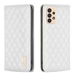 For Samsung Galaxy A33 Diamond Lattice Magnetic Leather Flip Phone Case(White)