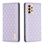 For Samsung Galaxy A33 Diamond Lattice Magnetic Leather Flip Phone Case(Purple)