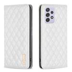 For Samsung Galaxy A52 / A52s 5G Diamond Lattice Magnetic Leather Flip Phone Case(White)
