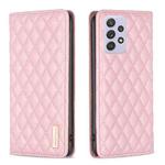 For Samsung Galaxy A52 / A52s 5G Diamond Lattice Magnetic Leather Flip Phone Case(Pink)