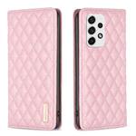For Samsung Galaxy A53 Diamond Lattice Magnetic Leather Flip Phone Case(Pink)