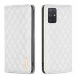 For Samsung Galaxy A71 4G Diamond Lattice Magnetic Leather Flip Phone Case(White)