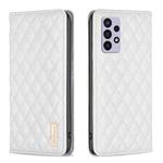For Samsung Galaxy A72 5G / 4G Diamond Lattice Magnetic Leather Flip Phone Case(White)