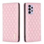 For Samsung Galaxy A72 5G / 4G Diamond Lattice Magnetic Leather Flip Phone Case(Pink)