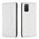 For Samsung Galaxy S20+ Diamond Lattice Magnetic Leather Flip Phone Case(White)