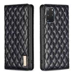 For Samsung Galaxy S20+ Diamond Lattice Magnetic Leather Flip Phone Case(Black)