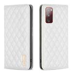 For Samsung Galaxy S20 FE Diamond Lattice Magnetic Leather Flip Phone Case(White)