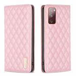 For Samsung Galaxy S20 FE Diamond Lattice Magnetic Leather Flip Phone Case(Pink)