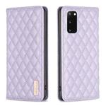 For Samsung Galaxy S20 Diamond Lattice Magnetic Leather Flip Phone Case(Purple)