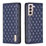 For Samsung Galaxy S21+ 5G Diamond Lattice Magnetic Leather Flip Phone Case(Blue)