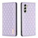 For Samsung Galaxy S21 FE 5G Diamond Lattice Magnetic Leather Flip Phone Case(Purple)