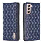For Samsung Galaxy S21 5G Diamond Lattice Magnetic Leather Flip Phone Case(Blue)