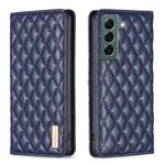For Samsung Galaxy S22+ 5G Diamond Lattice Magnetic Leather Flip Phone Case(Blue)