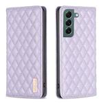 For Samsung Galaxy S22+ 5G Diamond Lattice Magnetic Leather Flip Phone Case(Purple)