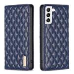 For Samsung Galaxy S22 5G Diamond Lattice Magnetic Leather Flip Phone Case(Blue)