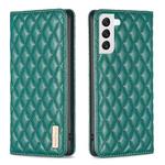 For Samsung Galaxy S22 5G Diamond Lattice Magnetic Leather Flip Phone Case(Green)