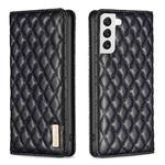 For Samsung Galaxy S22 5G Diamond Lattice Magnetic Leather Flip Phone Case(Black)