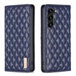 For Samsung Galaxy S23+ 5G Diamond Lattice Magnetic Leather Flip Phone Case(Blue)