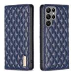 For Samsung Galaxy S23 Ultra 5G Diamond Lattice Magnetic Leather Flip Phone Case(Blue)