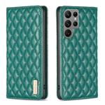 For Samsung Galaxy S23 Ultra 5G Diamond Lattice Magnetic Leather Flip Phone Case(Green)