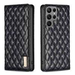 For Samsung Galaxy S23 Ultra 5G Diamond Lattice Magnetic Leather Flip Phone Case(Black)