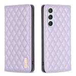 For Samsung Galaxy S23 5G Diamond Lattice Magnetic Leather Flip Phone Case(Purple)