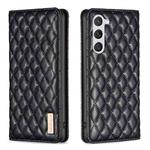 For Samsung Galaxy S23 5G Diamond Lattice Magnetic Leather Flip Phone Case(Black)