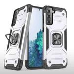 For Samsung Galaxy S22 5G Magnetic Armor TPU + PC Holder Phone Case(Silver)