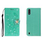For Galaxy A01 Horizontal Rhinestone Butterfly Embossed Leather Case with Card Slot & Wallet & Holder(Green)